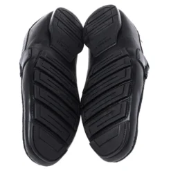 Versace Black Leather And Suede Medusa Loafers Size 44 For Men -Versace Official Website luxury men versace used shoes p352467 007