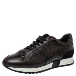 Versace Multicolor Leopard Printed Coated Canvas And Leather Medusa Trainer Sneakers Size 42 For Men