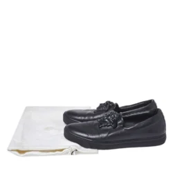 Versace Black Leather Medusa Slip-On Low Top Sneakers Size 40 For Men -Versace Official Website luxury men versace used shoes p358624 001