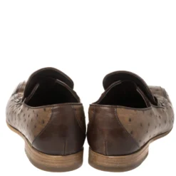 Versace Brown Ostrich Medusa Chain Detail Loafers Size 44 For Men -Versace Official Website luxury men versace used shoes p364599 002