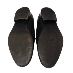 Versace Black Leather Smoking Slippers Size 42 For Men -Versace Official Website luxury men versace used shoes p367100 002