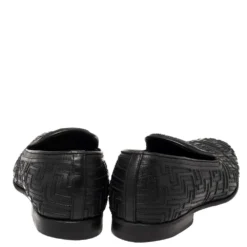 Versace Black Leather Smoking Slippers Size 42 For Men -Versace Official Website luxury men versace used shoes p367100 003