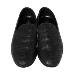 Versace Black Leather Smoking Slippers Size 42 For Men -Versace Official Website luxury men versace used shoes p367100 004