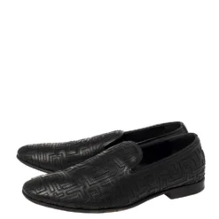 Versace Black Leather Smoking Slippers Size 42 For Men -Versace Official Website luxury men versace used shoes p367100 008
