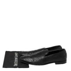 Versace Black Leather Smoking Slippers Size 42 For Men -Versace Official Website luxury men versace used shoes p367100 009