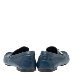 Versace Blue Leather Meander Pattern Medusa Slip On Loafers Size 43 For Men -Versace Official Website luxury men versace used shoes p367930 004