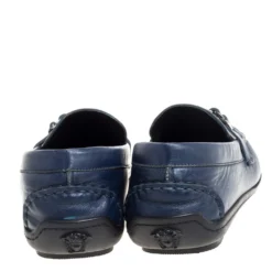 Versace Blue Leather Medusa Slip On Loafers Size 46 For Men -Versace Official Website luxury men versace used shoes p368959 002