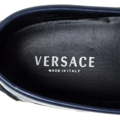 Versace Blue Leather Medusa Slip On Loafers Size 46 For Men -Versace Official Website luxury men versace used shoes p368959 004