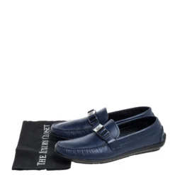 Versace Blue Leather Medusa Slip On Loafers Size 46 For Men -Versace Official Website luxury men versace used shoes p368959 008