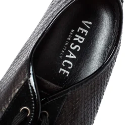 Versace Dark Brown/Black Python And Suede Low Top Sneakers Size 44 For Men -Versace Official Website luxury men versace used shoes p368999 005