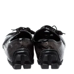 Versace Dark Brown/Black Python And Suede Low Top Sneakers Size 44 For Men -Versace Official Website luxury men versace used shoes p368999 008