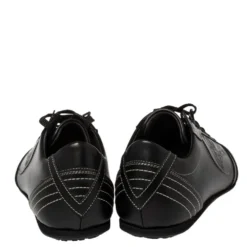 Versace Black Leather Low Top Sneakers Size 40 For Men -Versace Official Website luxury men versace used shoes p377539 005