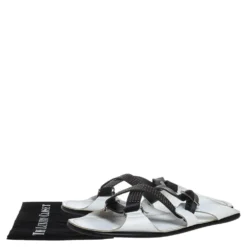 Versace White Leather Crossover Slide Sandals Size 43 For Men -Versace Official Website luxury men versace used shoes p387351 002