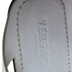 Versace White Leather Crossover Slide Sandals Size 43 For Men -Versace Official Website luxury men versace used shoes p387351 004
