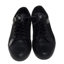 Versace Black Leather And Suede Medusa Studded Low Top Sneakers Size 43 For Men -Versace Official Website luxury men versace used shoes p387813 003