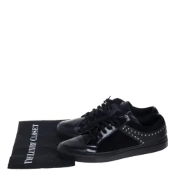 Versace Black Leather And Suede Medusa Studded Low Top Sneakers Size 43 For Men -Versace Official Website luxury men versace used shoes p387813 007
