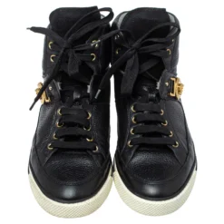 Versace Black Leather And Suede Medusa Strap High Top Sneakers Size 43 For Men -Versace Official Website luxury men versace used shoes p387816 004