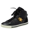 Versace Black Leather And Suede Medusa Strap High Top Sneakers Size 43 For Men