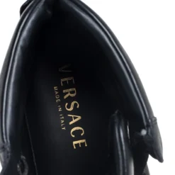 Versace Black Leather Medusa High-Top Sneakers Size 42 For Men -Versace Official Website luxury men versace used shoes p388694 002