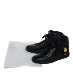 Versace Black Leather Medusa High-Top Sneakers Size 42 For Men -Versace Official Website luxury men versace used shoes p388694 003