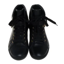 Versace Black Leather Medusa High-Top Sneakers Size 42 For Men -Versace Official Website luxury men versace used shoes p388694 007