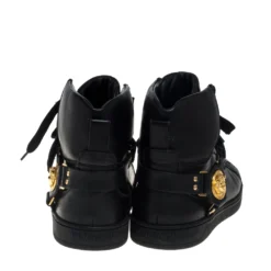 Versace Black Leather Medusa High-Top Sneakers Size 42 For Men -Versace Official Website luxury men versace used shoes p388694 008