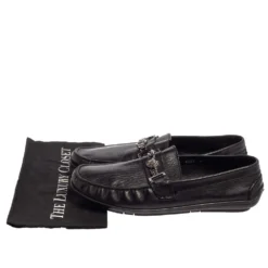 Versace Black Leather Medusa Icon Chain Detail Loafers Size 45 For Men -Versace Official Website luxury men versace used shoes p396144 009