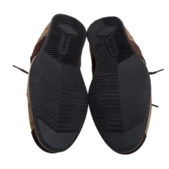 Versace Beige/Brown Suede And Canvas Low Top Sneakers Size 43 For Men -Versace Official Website luxury men versace used shoes p397648 001