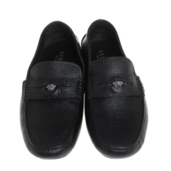 Versace Black Leather Medusa Loafers Size 43 For Men -Versace Official Website luxury men versace used shoes p405078 003