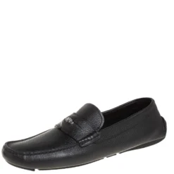 Versace Black Leather Medusa Loafers Size 43 For Men