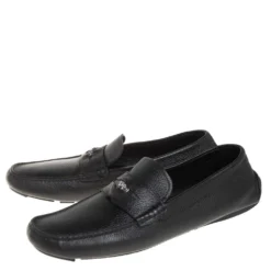 Versace Black Leather Medusa Loafers Size 43 For Men -Versace Official Website luxury men versace used shoes p405078 007