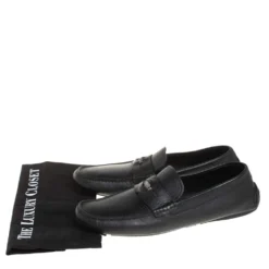 Versace Black Leather Medusa Loafers Size 43 For Men -Versace Official Website luxury men versace used shoes p405078 008