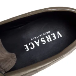 Versace Grey Croc Embossed Leather And Patent Leather Medusa Slip On Loafers Size 41 For Men -Versace Official Website luxury men versace used shoes p406992 005