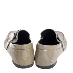 Versace Grey Croc Embossed Leather And Patent Leather Medusa Slip On Loafers Size 41 For Men -Versace Official Website luxury men versace used shoes p406992 007