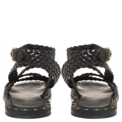 Versace SS21 Black Leather Braided Sandals Size 42 For Men -Versace Official Website luxury men versace used shoes p408390 003