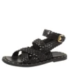 Versace SS21 Black Leather Braided Sandals Size 42 For Men