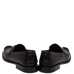 Versace Black Leather Metal Logo Slip On Loafers Size 41 For Men -Versace Official Website luxury men versace used shoes p413614 004