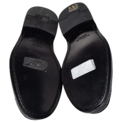 Versace Black Leather Metal Logo Slip On Loafers Size 41 For Men -Versace Official Website luxury men versace used shoes p413614 008