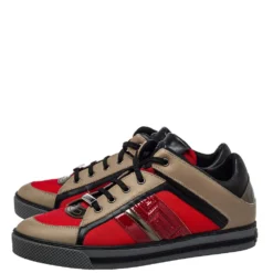 Versace Multicolor Nylon And Leather Low Top Sneakers Size 41 For Men -Versace Official Website luxury men versace used shoes p423790 002