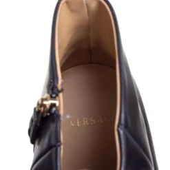 Versace Black Leather Medusa Embellished Ankle Boots Size 41 For Men -Versace Official Website luxury men versace used shoes p425274 002