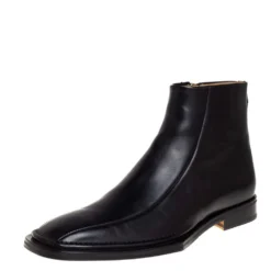 Versace Black Leather Medusa Embellished Ankle Boots Size 41 For Men