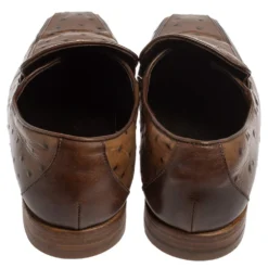 Versace Brown Ostrich Leather Medusa Chain Detail Loafers Size 43 For Men -Versace Official Website luxury men versace used shoes p433850 004