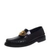 Versace Black Leather Medusa Chain Loafers Size 42.5 For Men