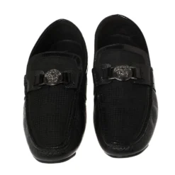 Versace Black Leather Medusa Embellished Slip On Loafers 43 For Men -Versace Official Website luxury men versace used shoes p445782 006