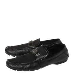 Versace Black Leather Medusa Embellished Slip On Loafers 43 For Men -Versace Official Website luxury men versace used shoes p445782 009