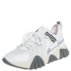 Versace White Nubuck Leather And Knit Fabric Squalo Low Top Sneakers Size 43.5 For Men