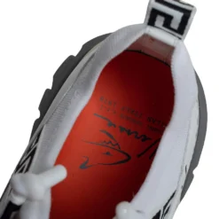 Versace White Nubuck Leather And Knit Fabric Squalo Low Top Sneakers Size 43.5 For Men -Versace Official Website luxury men versace used shoes p450884 008