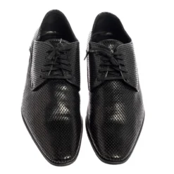 Versace Black Perforated Leather Derby Size 45 For Men -Versace Official Website luxury men versace used shoes p458182 001