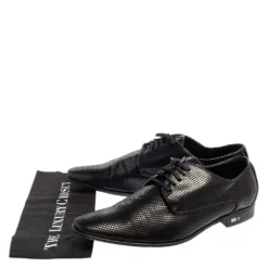 Versace Black Perforated Leather Derby Size 45 For Men -Versace Official Website luxury men versace used shoes p458182 005