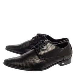 Versace Black Perforated Leather Derby Size 45 For Men -Versace Official Website luxury men versace used shoes p458182 006